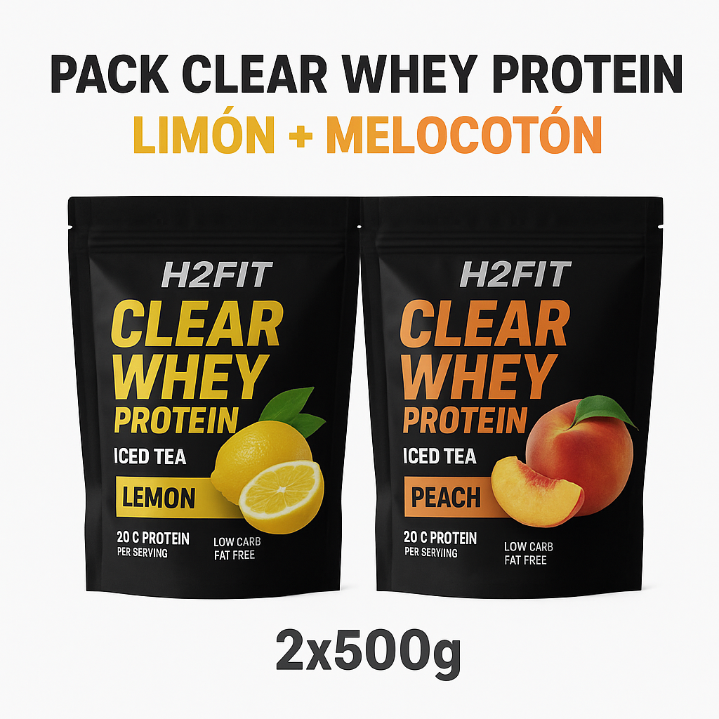 🔥 Pack Clear Whey Protein – Iced Tea Limón + Melocotón, (2x500g) | Refrescante, ligero y proteico,⭐-20%Pack Ahorro 💰